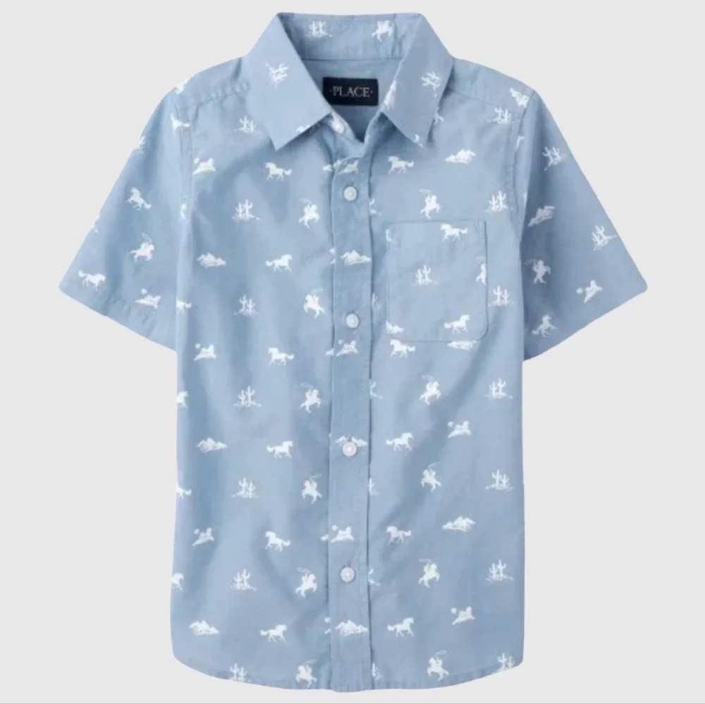 The Children's Place Boy Light Blue and Navy Button Down Shirts Size 8